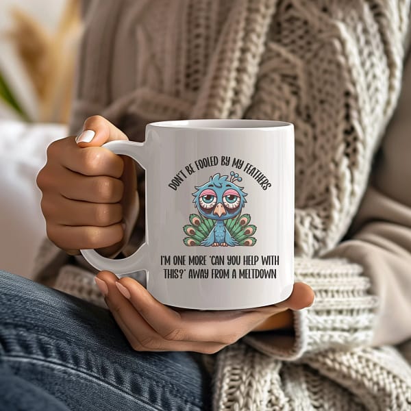 Feathered Meltdown Peacock Mug